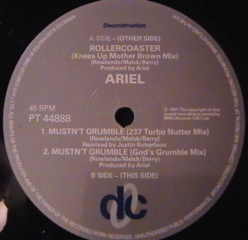 Ariel : Rollercoaster / Mustn't Grumble (12")