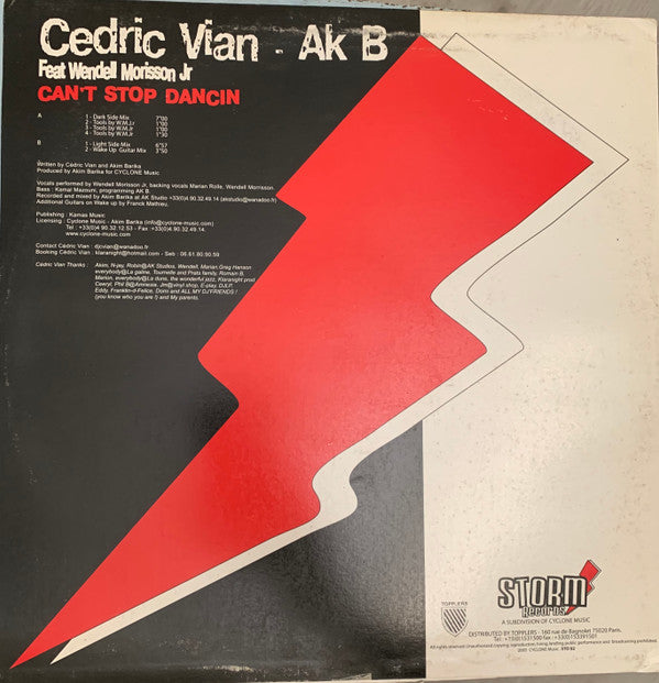 Cedric Vian & Akim Barika : Can't Stop Dancin (12")