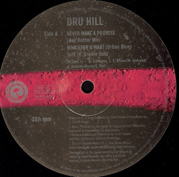 Dru Hill : Never Make A Promise / Whatever You Want (12", Promo)