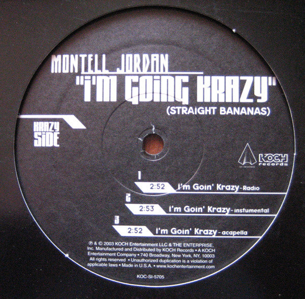 Montell Jordan : I'm Going Krazy (Straight Bananas) (12")