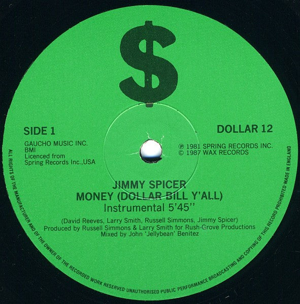 Jimmy Spicer : Money (Dollar Bill Y'all) (12", RE)