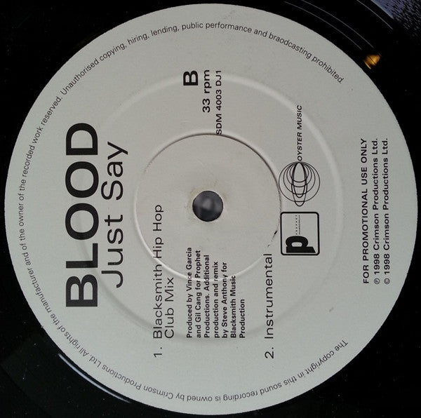 Blood : Just Say It (12", Promo)